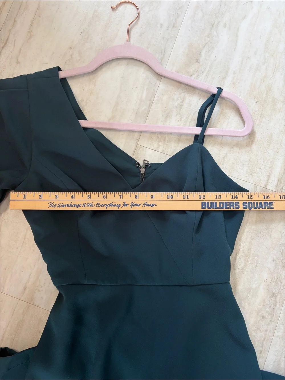 BCBGMAXAZRIA Dark Green One Shoulder Jumpsuit Wide Leg Formal Evening Romper